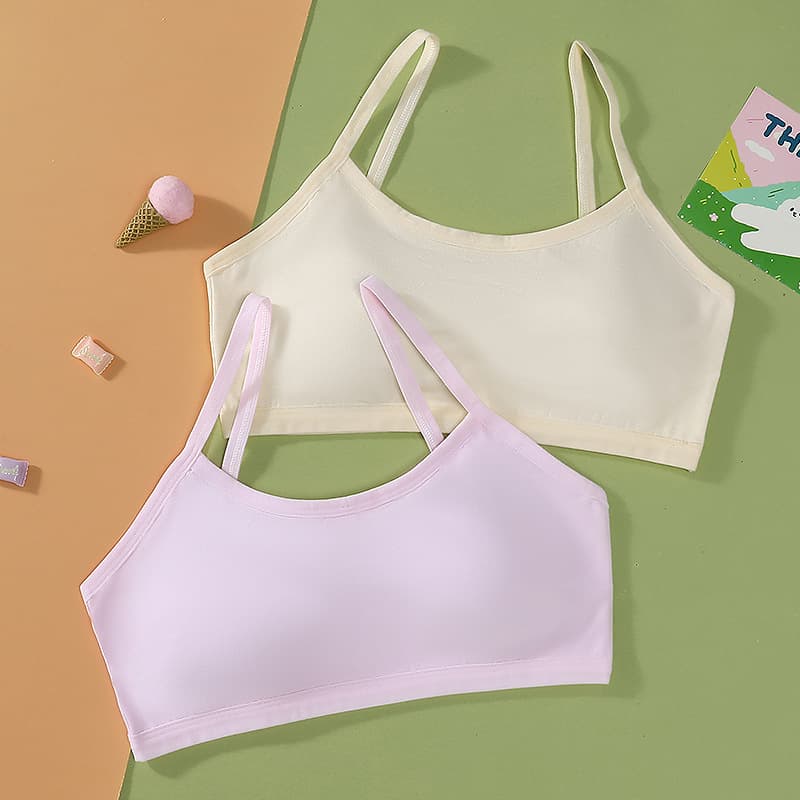 Girls' Underwear Camisole Student Thin Cotton Comfort Simple Girls' Sports Pure Cotton Bandeau Fixed Cup Breathable Second Stage