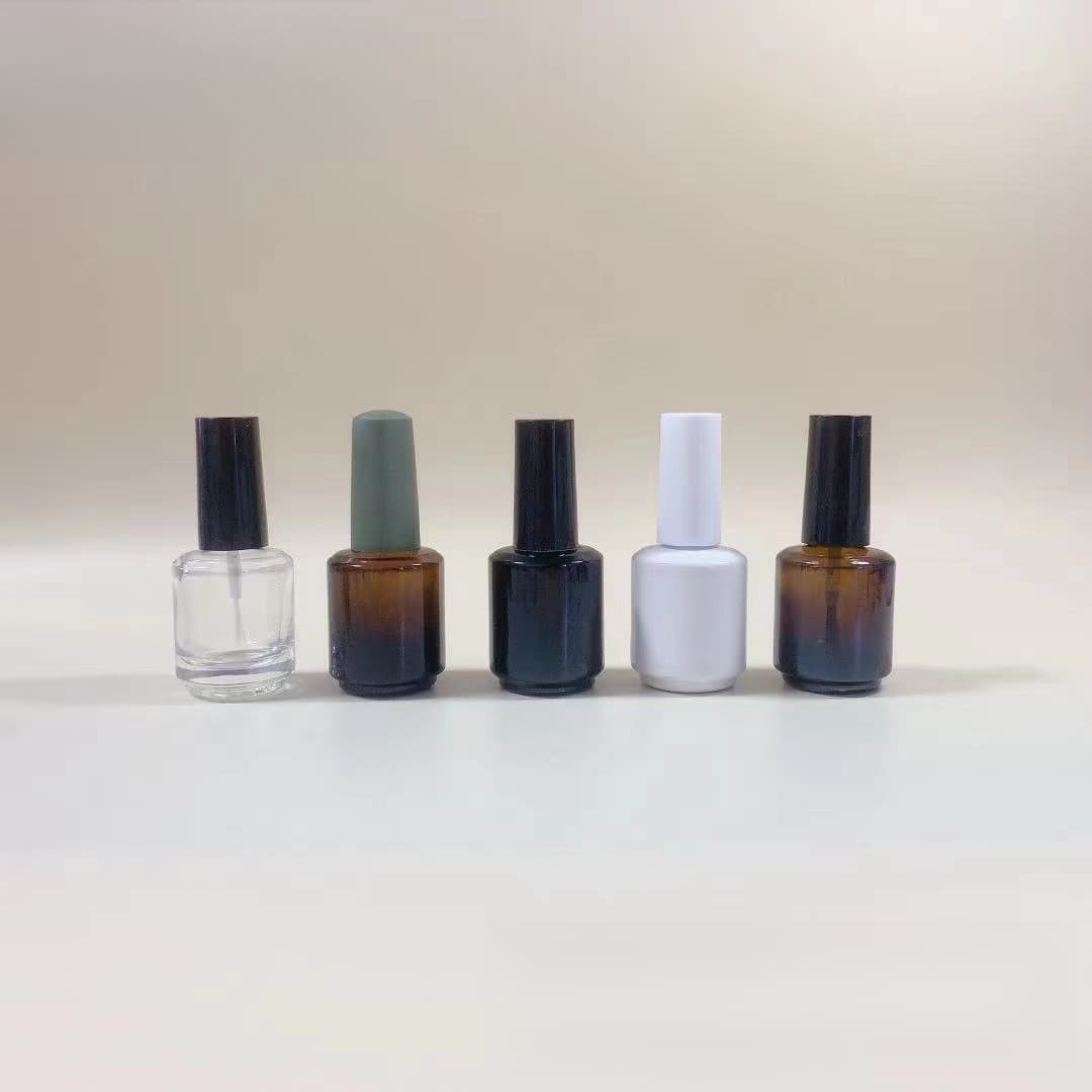 Factory wholesale nail polish bottles 15ML glass gel polish empty bottles CND nail gel bottles light therapy gel matte black