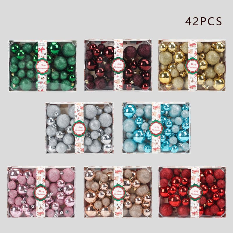 Christmas Decoration 42-Piece Set Plated Balls New Christmas Tree Ornaments Cross-Border Large and Small Christmas Balls