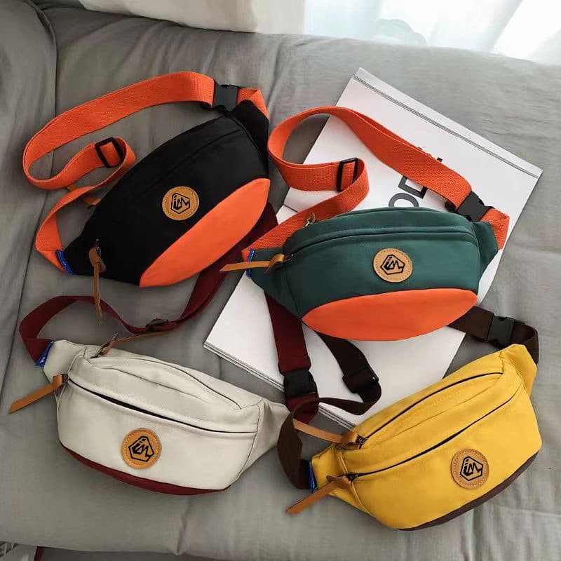 New Cross-Body Waist Bag Couple Style Oxford Cloth Color Block Versatile Chest Bag Men and Women Waist Bag Shoulder Bag