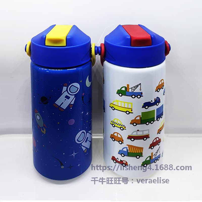 Creative Color-Block Lid Straw Cup Portable Handle Aluminum Cup Single-Layer Aluminum Water Bottle Lightweight Water Cup for Students and Kids Gift Cup