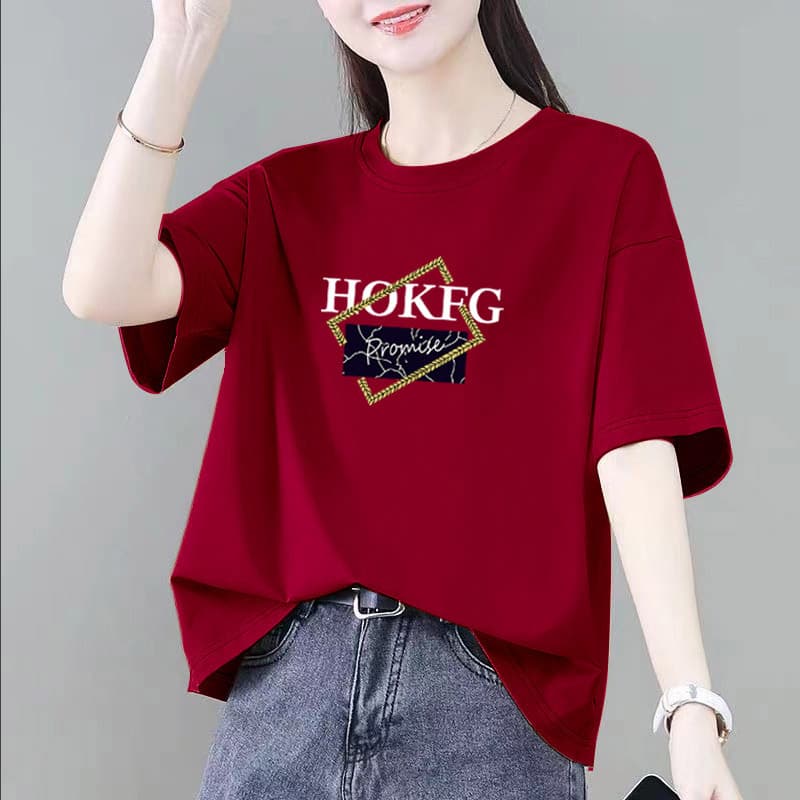 Regular Shoulder Round Neck Short Sleeve T-Shirt 2025 Summer New Loose Fit T-Shirt Women's Design Plus Size
