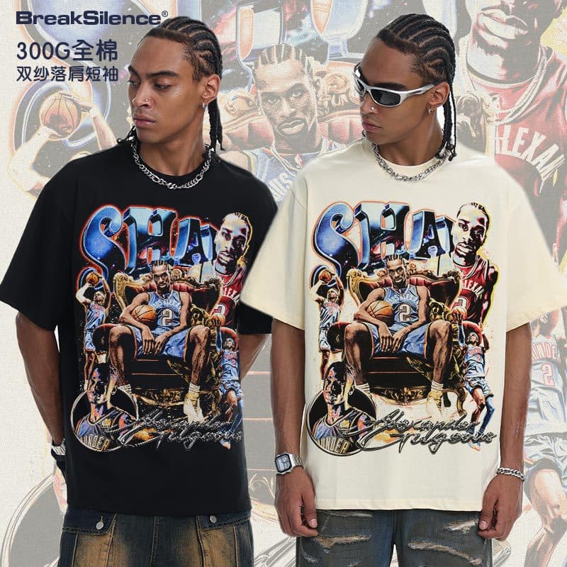 2026 Cross-Border Alexander Shay Thunder American Retro Heavyweight Short-Sleeve Summer Breathable Loose Top