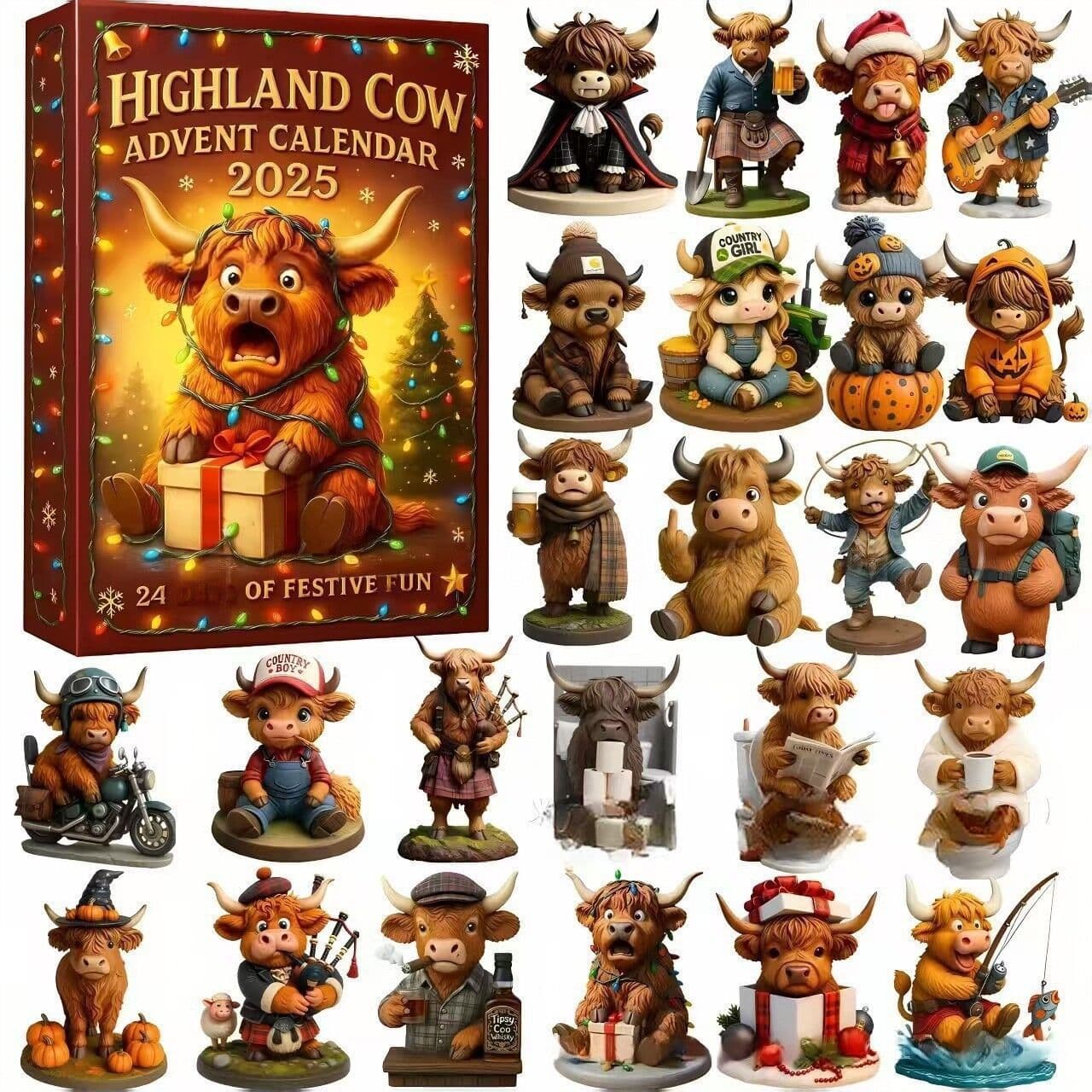 Cross-border Fun Highland Cow Advent Calendar Interesting Blind Box