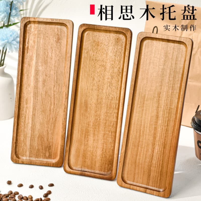 Cross-border supply Acacia wood tray Amazon dining simple solid long wooden tray tea tray Japanese light luxury tray