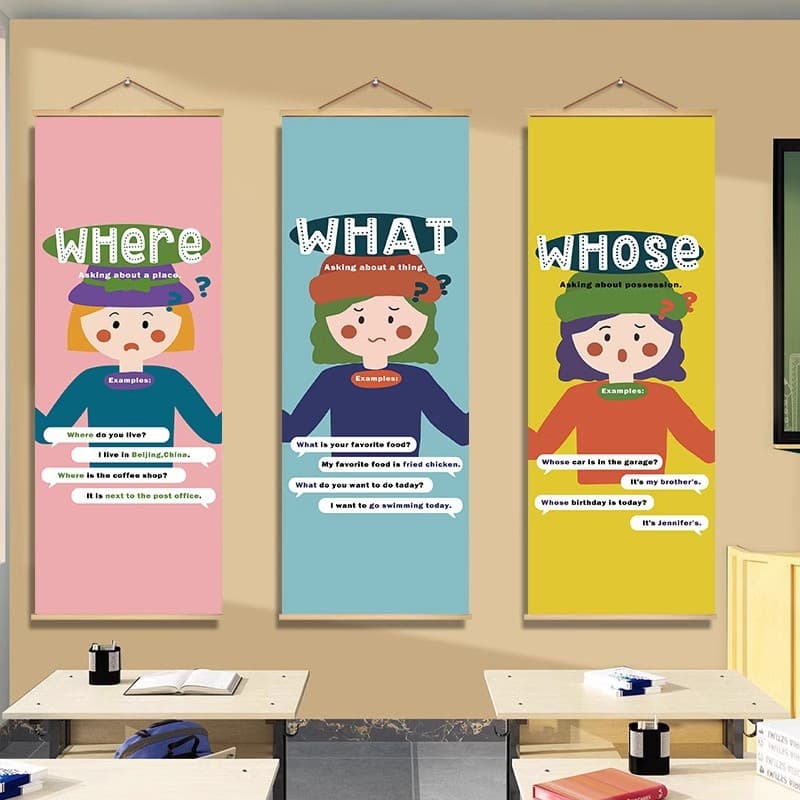 English classroom international bilingual school cultural wall decoration hanging paintings English picture books teaching training posters murals