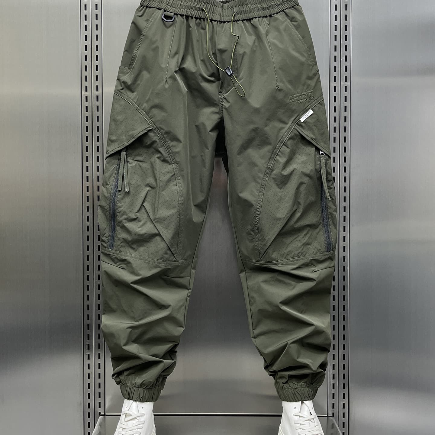 Trendy Loose Fit Summer Thin Men's Workwear Pants American Style Loose Cuffed Casual Trousers Fashionable Nine-Piece Pants