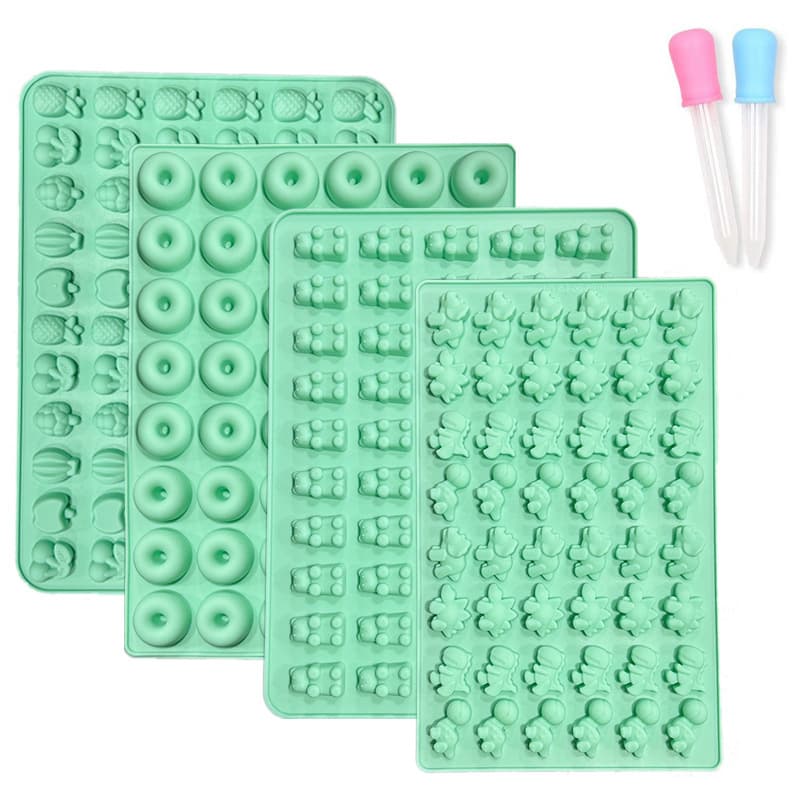 Food-Grade Silicone Gummy Chocolate Mold DIY Donut Dinosaur Bear Ice Cube Tray Cookie Candy Molds