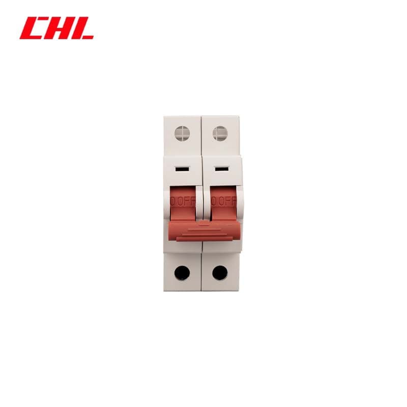 MCB source factory HVS-B-GL miniature circuit breaker, red handle, air switch, white casing.
