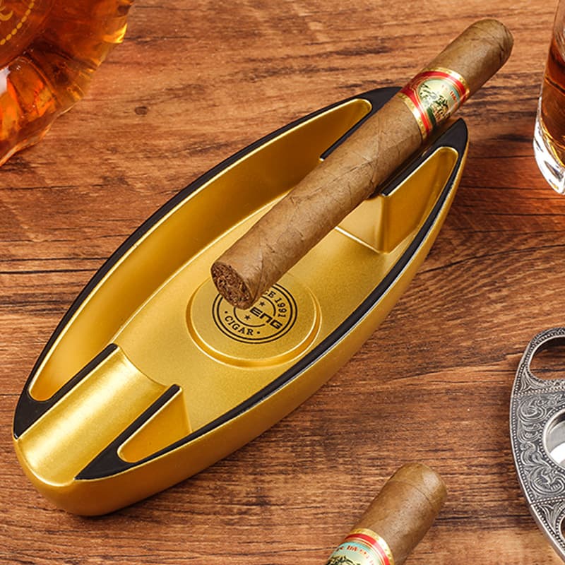 Monsoon Boat-Shaped Cigar Ashtray Lightweight Portable Melamine Ashtray Home Office Light Luxury Double Slot