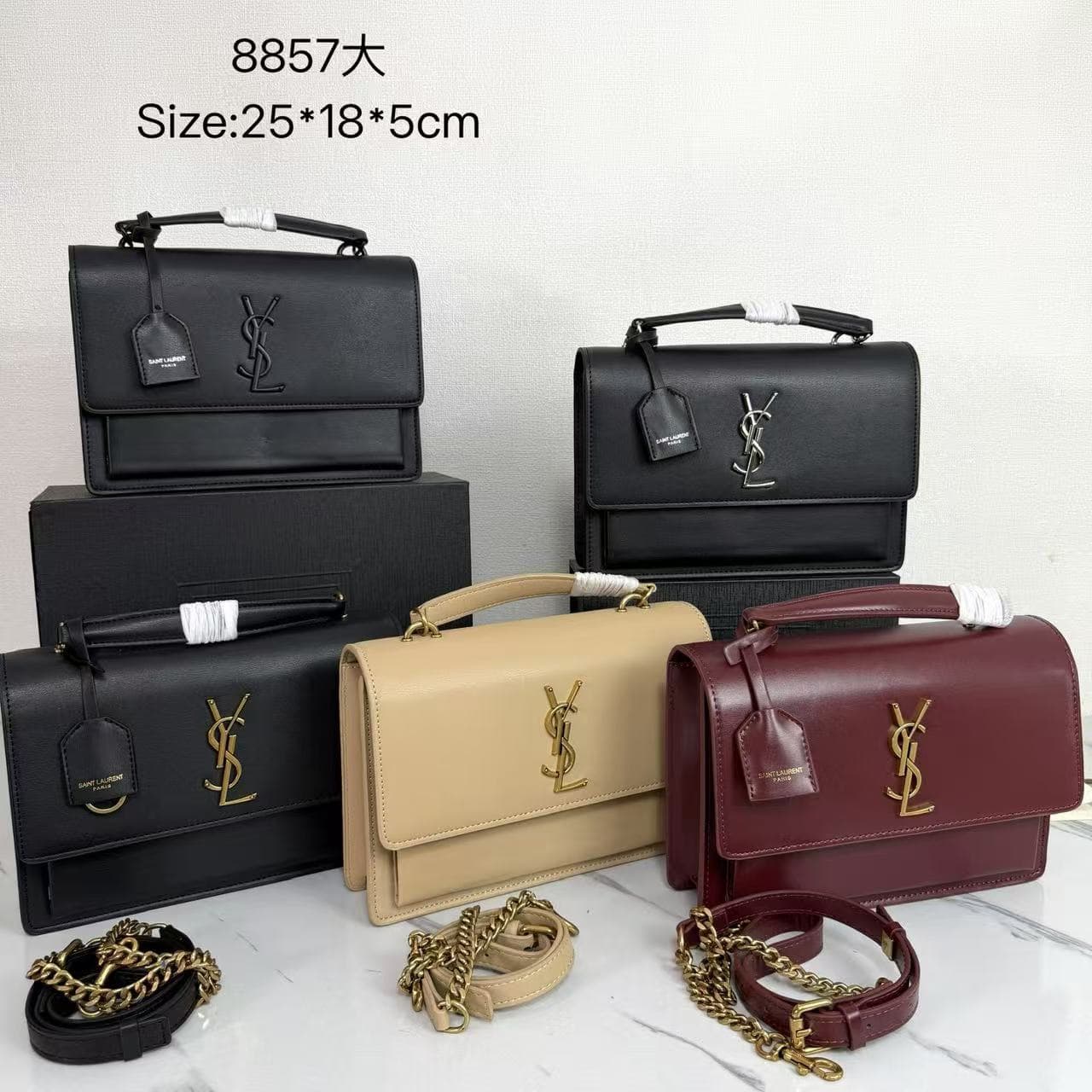 Birthday Gift Genuine Leather YSL Bag for Women 2024 New Summer Fashion High-End Chain Shoulder Crossbody Bag