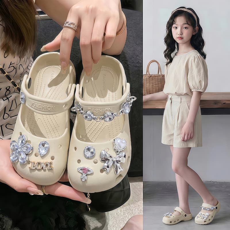 Children's Croc Sandals Boys 2026 New Summer Style Girls Hollow Baby Sandals Closed Toe Beach Shoes