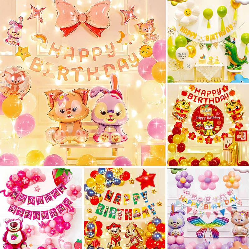 Happy Birthday Baby Birthday Balloon Set Adult Birthday Party Aluminum Foil Balloon Kit