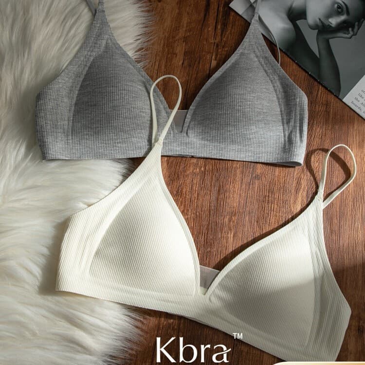 Wireless French Deep V Barely-There Triangle Bra for Women, Anti-Sagging, Back-Smoothing, Push-Up, Lightweight Summer Bra