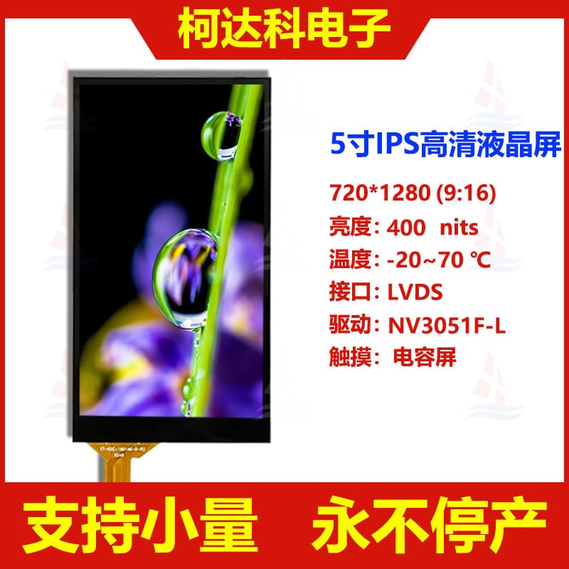 5-inch 720*1280 Full Viewing Angle LVDS Interface TFT LCD Display Module with Embedded Capacitive Touch Screen
