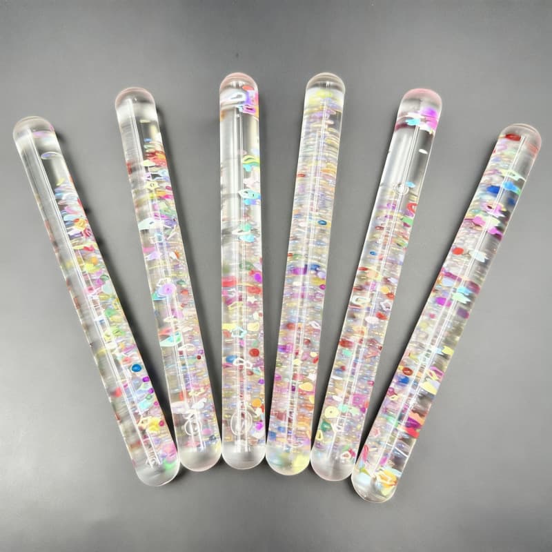 Cross-border Liquid Bubble Bead Style Flash Stick Short Version Stress Relief Spinning Stick Bubble Bead Oil-filled Sand Timer