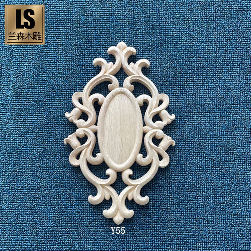 Dongyang solid wood carved door panel, floral wood carving, wooden door cabinet door decoration, European-style round disc, round flower, oval carved panel