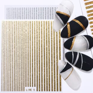 New Cross-Border 3D Nail Stickers DIY Imitation Metal Line Gold Silver Self-Adhesive Nail Wraps Wholesale