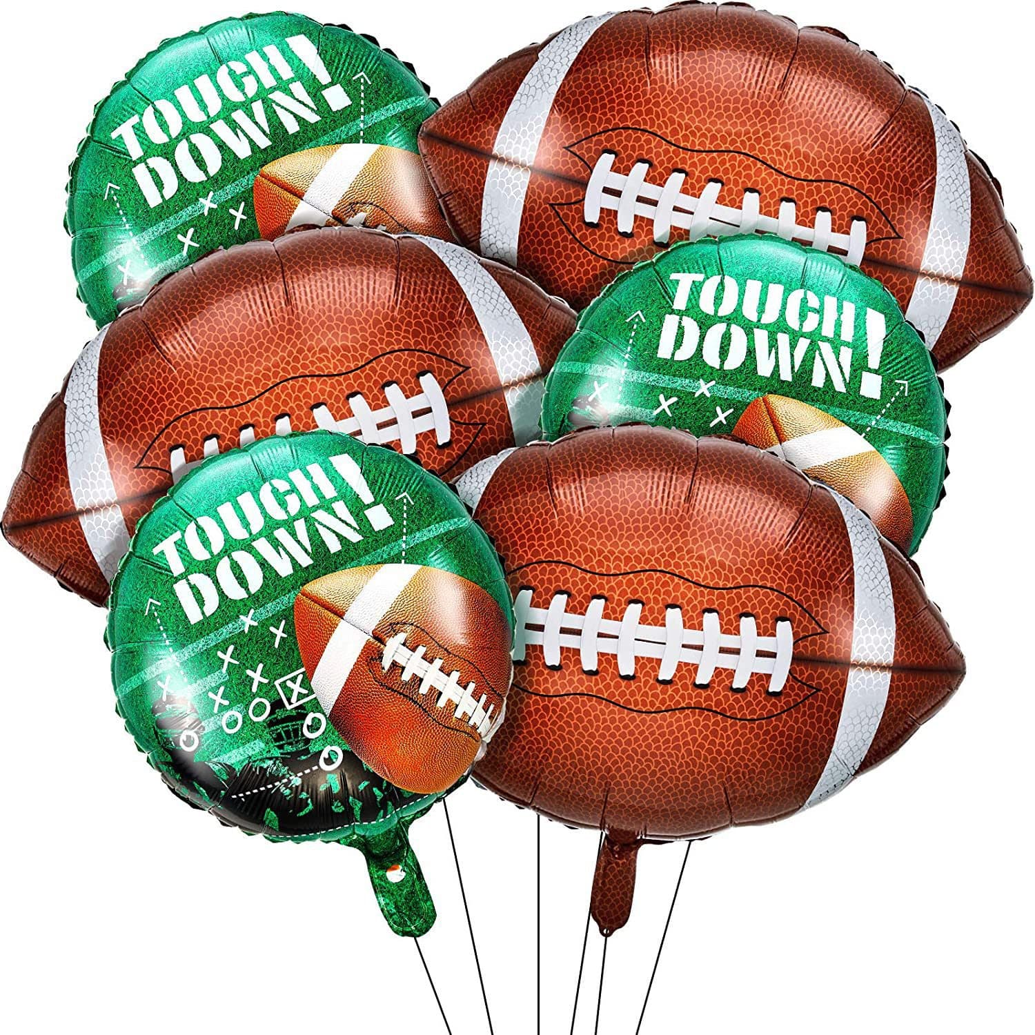 6-Piece Football Balloon Set, Game Day Football Theme Party Decoration Balloons
