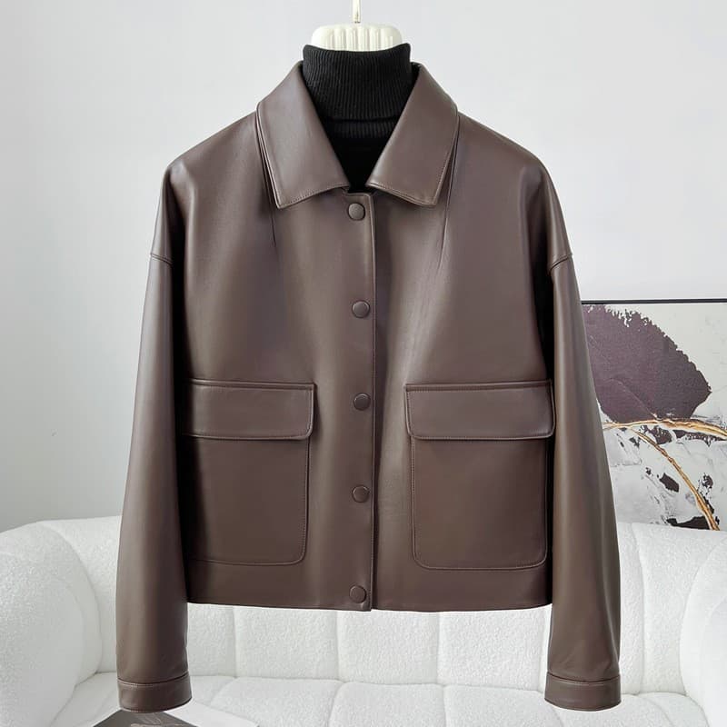 Genuine Leather Jacket Women Short 2024 Spring Autumn New Casual Haining Sheepskin Motorcycle Jacket Petite Coat