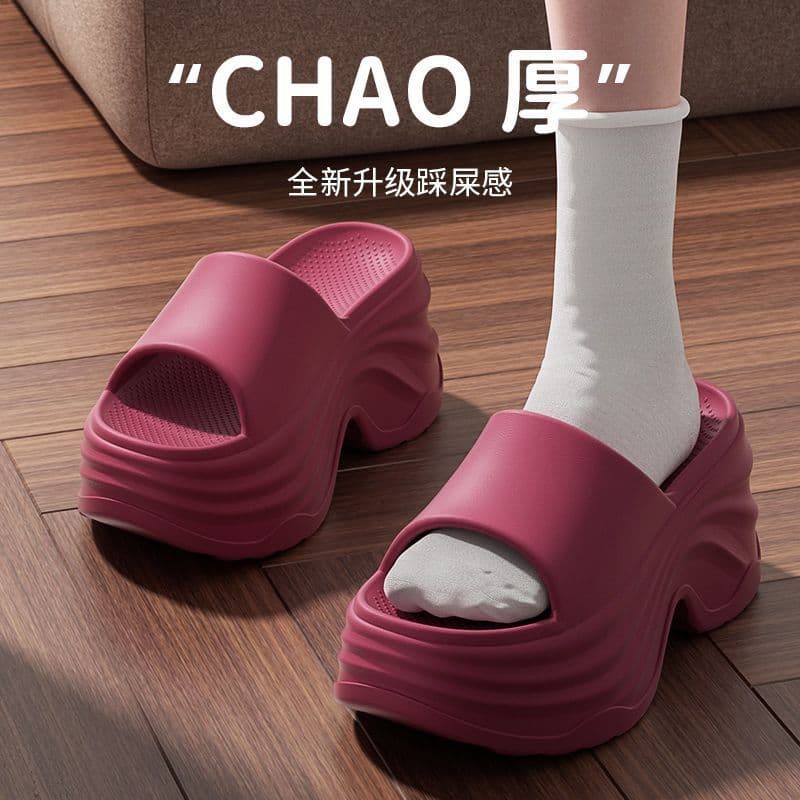 Wholesale Dropshipping Ultra-High Heel Summer Thick-Soled Slippers for Women, Height-Increasing Sandals, 2026 New Casual Outdoor Beach Slippers