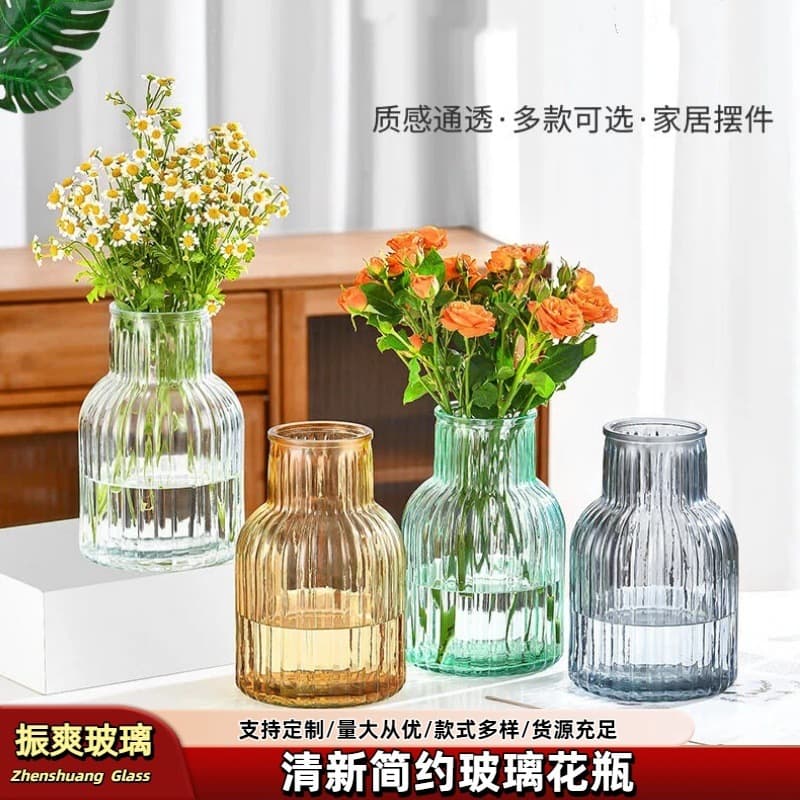 Nordic Style Simple Transparent Vase Ins Style Hydroponic Fresh Flower Glass Vase Living Room Decoration Internet Celebrity Decor
