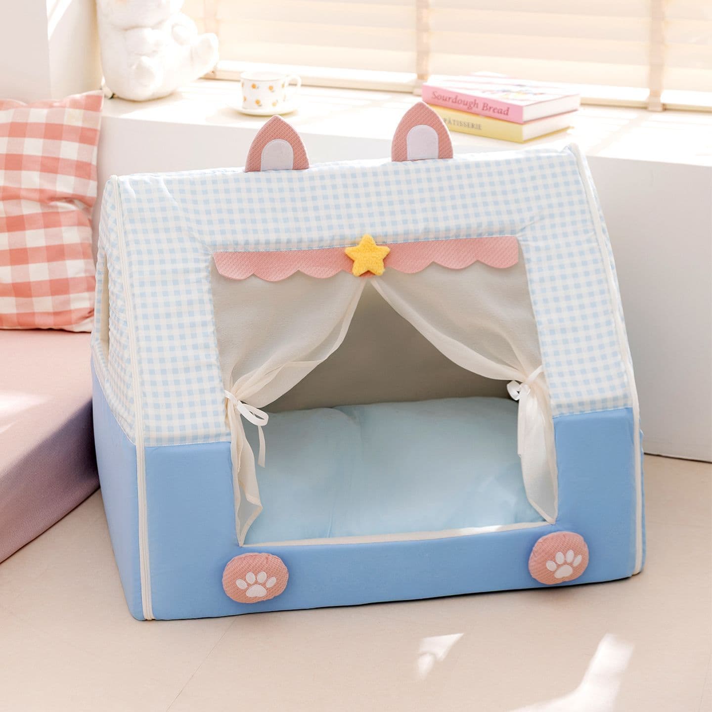 All-Season Princess-Style Tent Pet Bed Semi-Enclosed Safe Cat House for Teddy Ragdoll Cat Pet Supplies