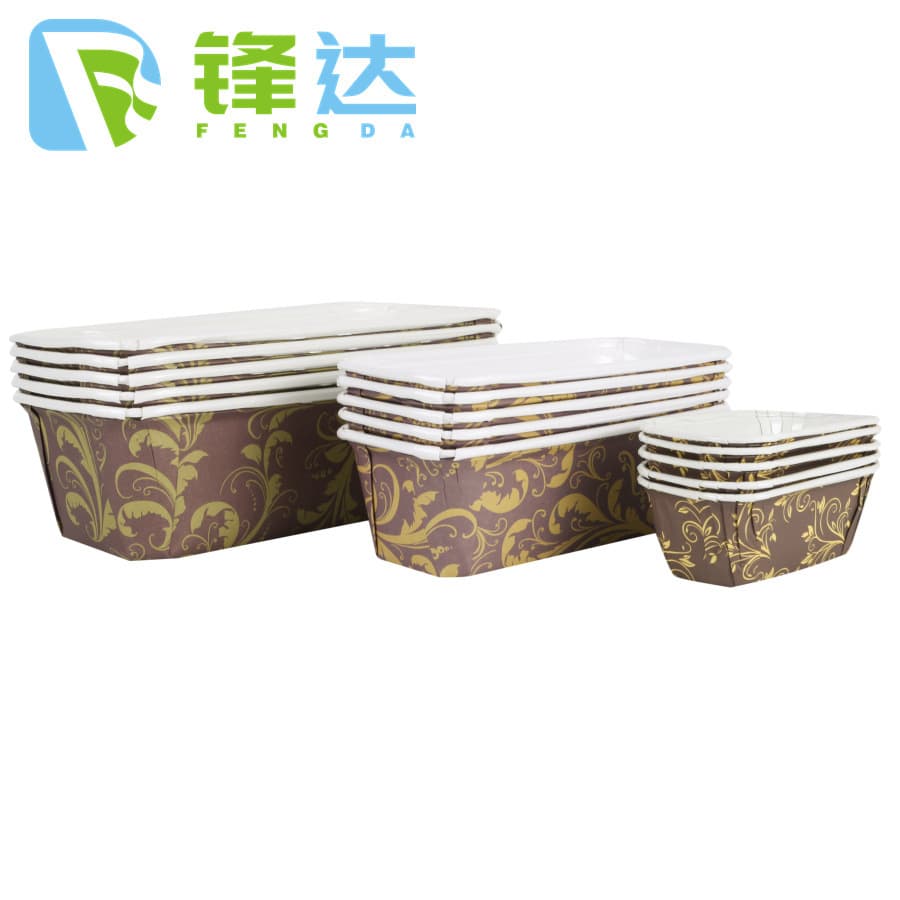 Amazon oil-proof laminated rectangular rolled-edge cups, medium size 160x55x55mm for bread trays and pound cakes.