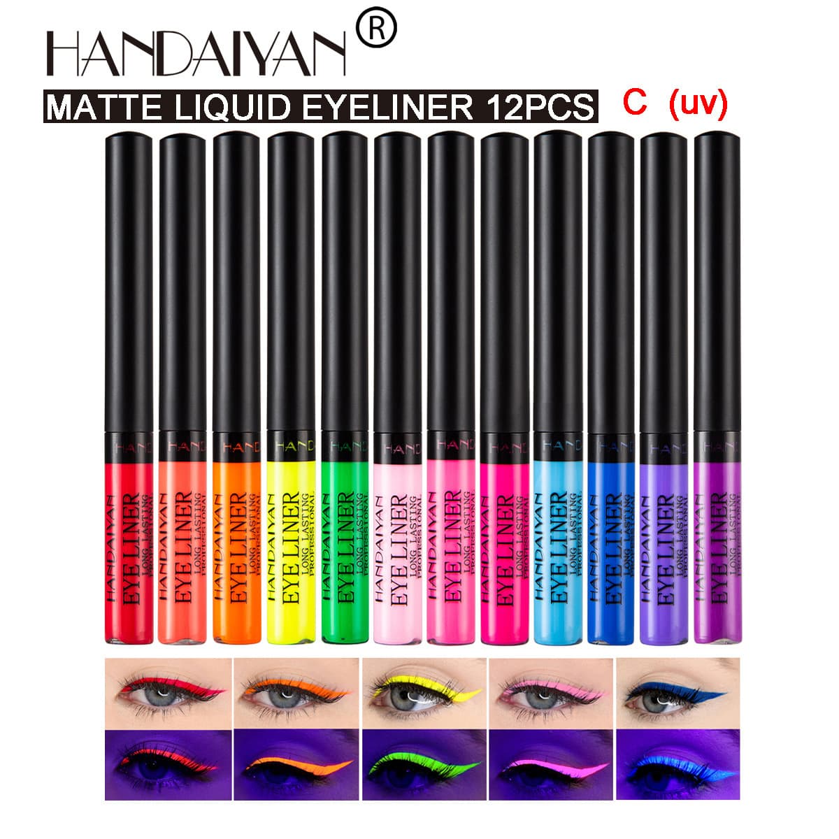 Handaiyan Matte Eyeliner Pen Set, Smudge-proof, Long-lasting, Ultra-fine, Cross-border Eyeliner Gel Pen