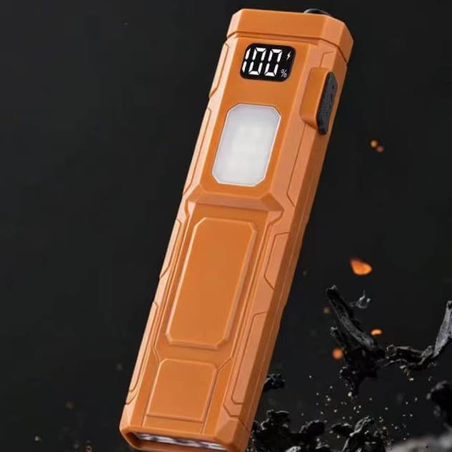 Multifunctional strong light work light, dual light source, digital display, back clip, portable emergency lighting flashlight, with power display