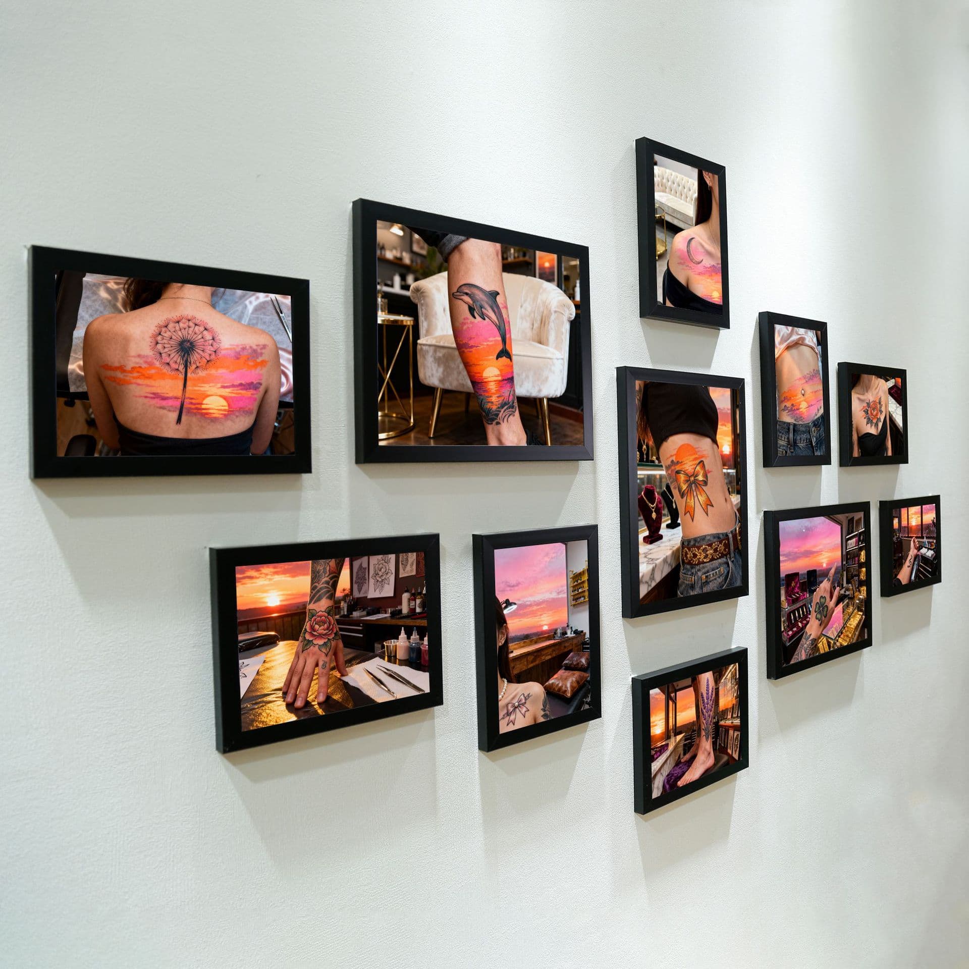 New Sunset Tattoo Frame Poster - Beautiful Sunset Tattoo Hanging Picture for Tattoo Studio Wall Decoration