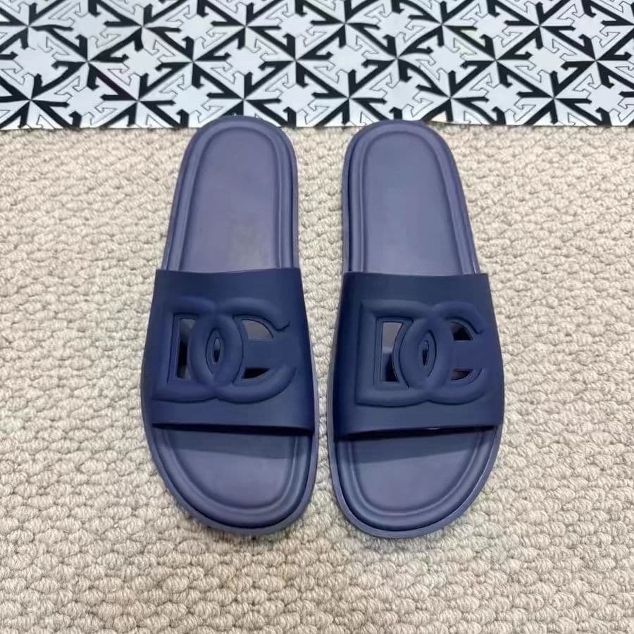DG Men's Letter Hollow Slide Sandals Fashion Outdoor Anti-slip Durable Summer Trendy Beach Slippers Cross-border Bestseller