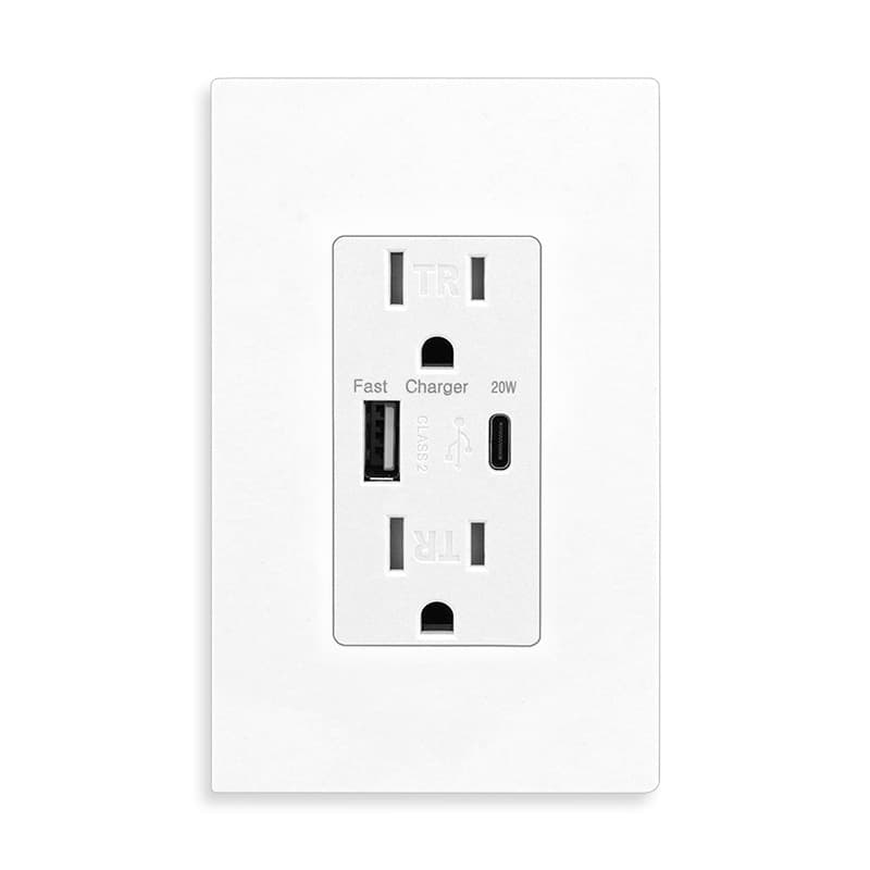 American Standard USB Outlet with ETL Certification, 4.2A Wall Socket Type C Fast Charging Multi-functional Outlet