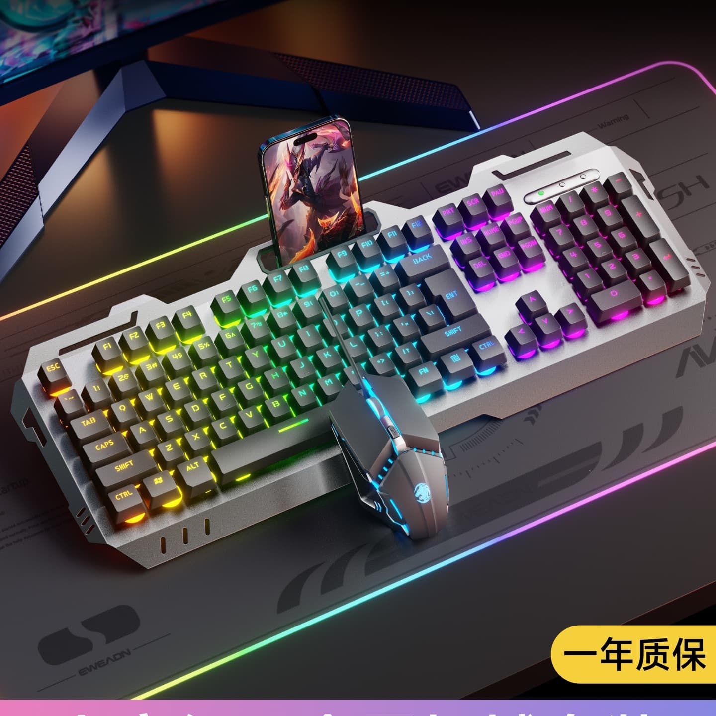 Pioneer True Mechanical Feel Keyboard and Mouse Set for Gaming Desktop Wired Combo for Men