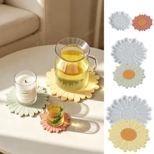 Simple Style Multi-hole Flower Coaster Plaster Ornament DIY Daisy Decorative Tabletop Silicone Mold Wholesale