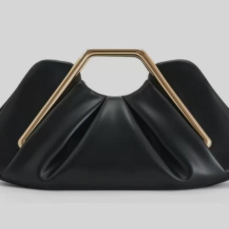 Simple Pleated European and American Retro Cloud Bag, Elegant Ladylike Slimming Women's PU Clutch Bag, High-End Fashion Evening Bag