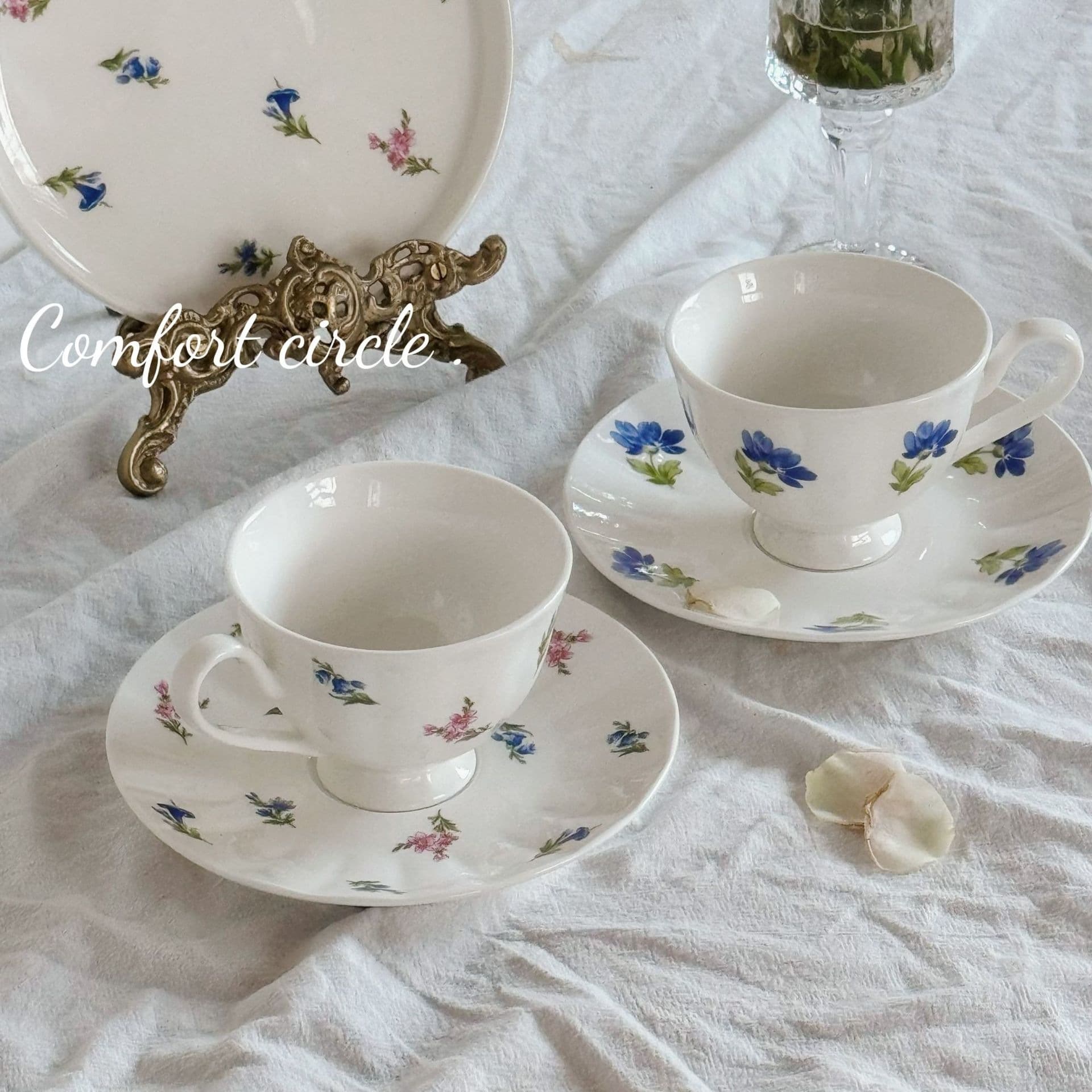 French Vintage Floral Ceramic Coffee Cup and Saucer Set, Afternoon Tea Cup, Dessert Plate, Dinner Plate Tableware