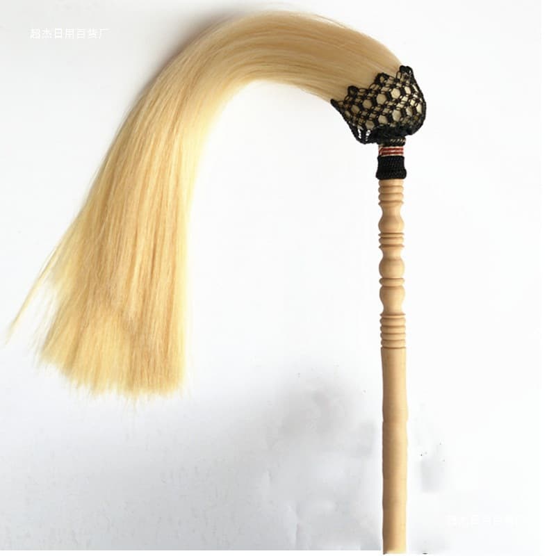 Taoist whisks, made of horsehair, with wooden handles, yak hair fibers, imitation horsehair, rattan, and silk flowers.