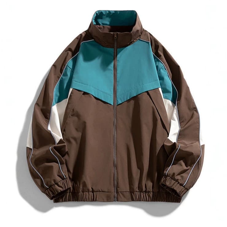 FANSET American Retro Windbreaker Jacket Men's Fall New Outdoor Stand Collar Contrast Color Coat