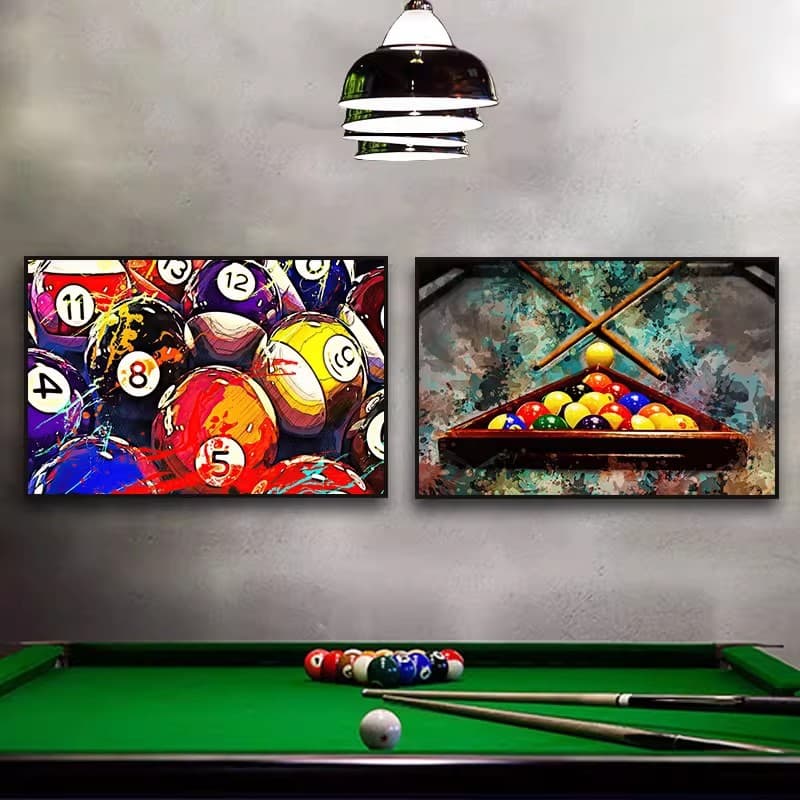 Billiard Hall Wall Decoration Painting Billiard Room Club Billiards Oil Painting Hanging Painting Retro Bar Industrial Style Wall Painting