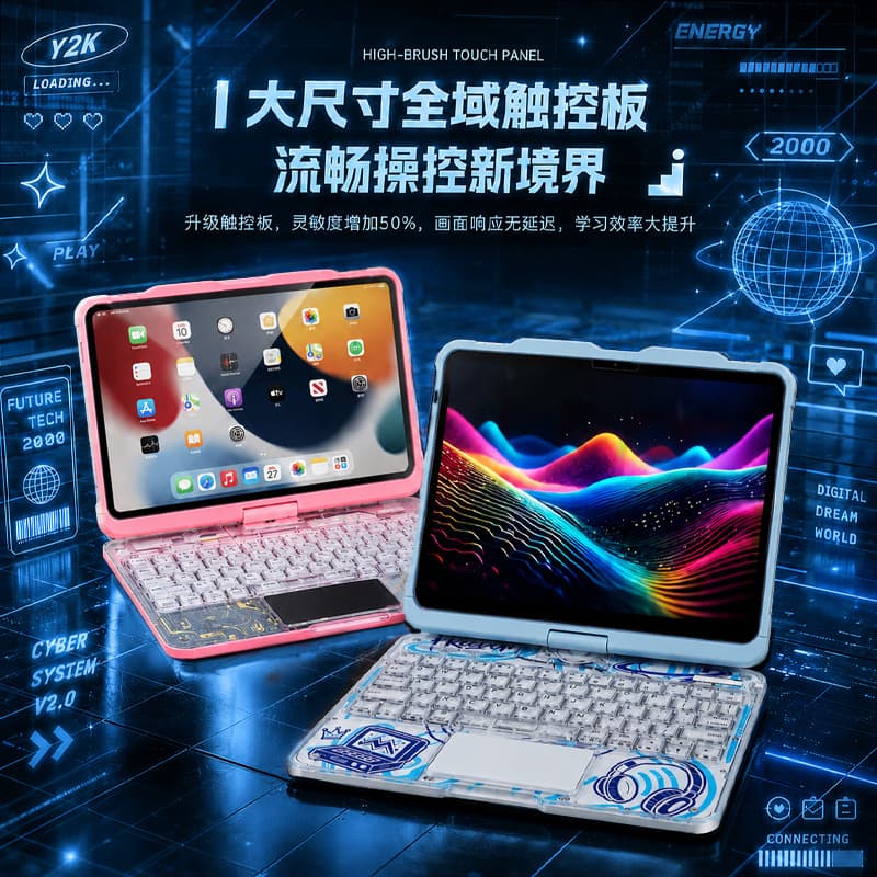 New Compatible iPad 11 A16 Rotating Transparent Magic Keyboard Bluetooth Air 8 Backlit Keyboard Pro 11 Keyboard Case