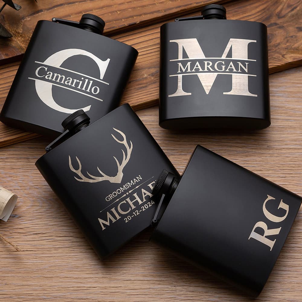 Factory Direct Black Stainless Steel Flat Hip Flask Portable Outdoor Russian Vodka Bottle