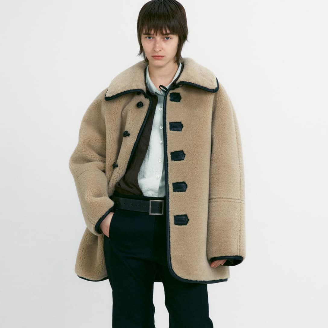 LOW CLA*SIC new autumn and winter fur integrated lapel reversible lambswool jacket