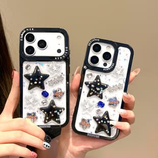 Glitter 3D Star Compatible with iPhone 17 Case, iPhone 16 Pro New Epoxy 15 Pro Max Luxury