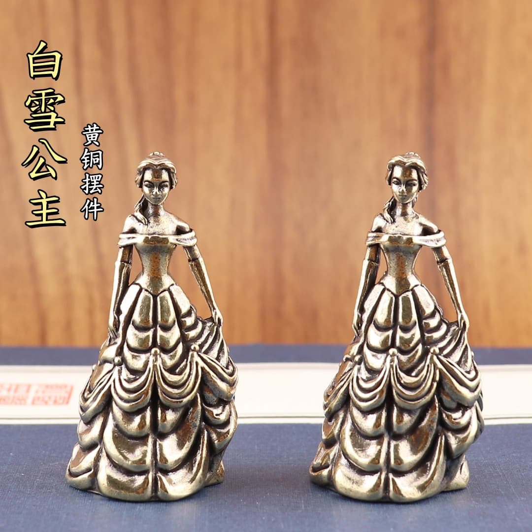 Pure Brass Snow White Fairy Tale Princess Model, Retro Home/Office Desktop Craft Ornament Wholesale