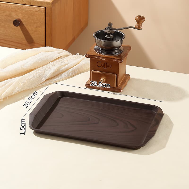 Japanese-style rectangular plastic tea tray, commercial black grill tray display plate, dedicated afternoon tea serving plate