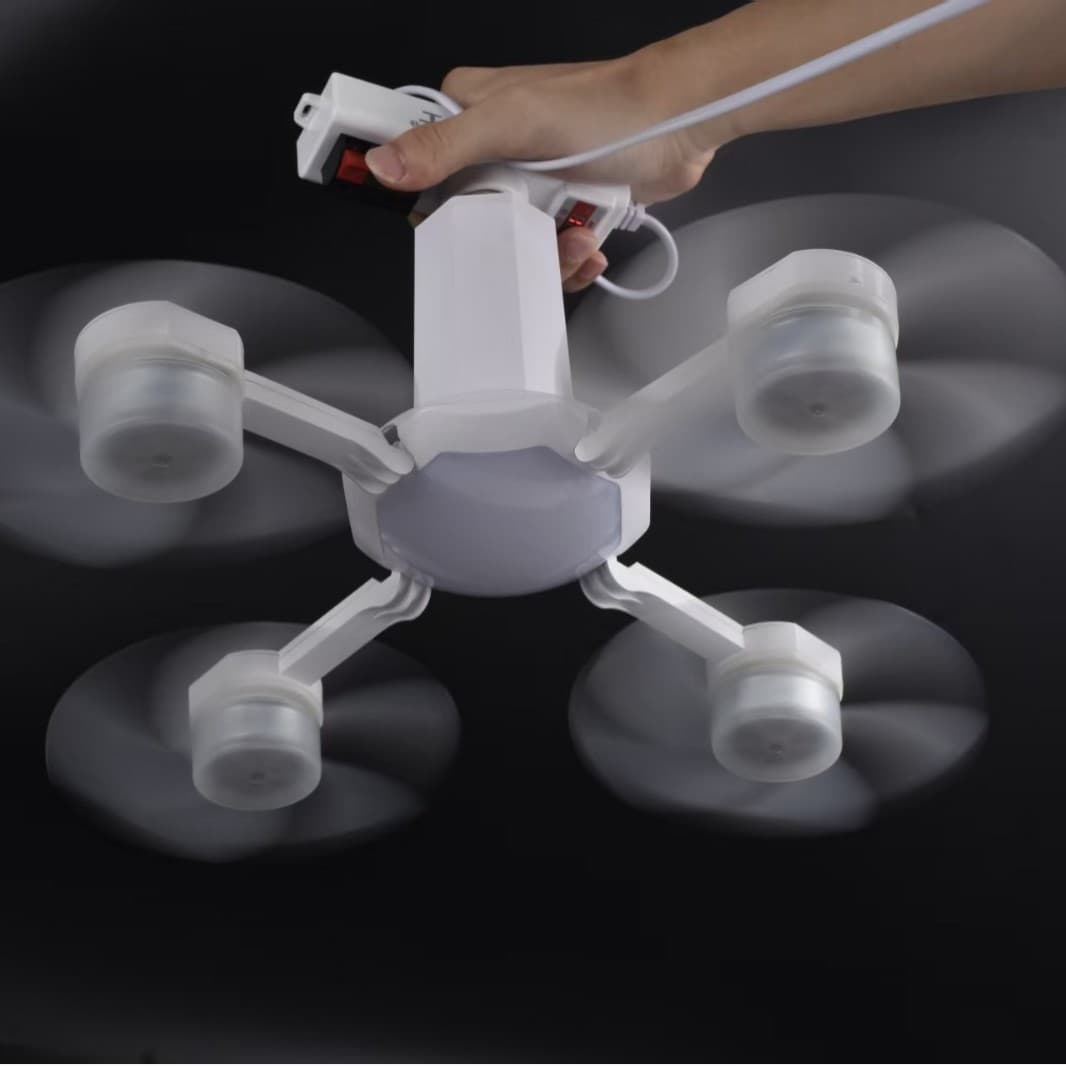 Drone four-head fan ceiling lamp screw e27 remote control black white drone flying saucer fan light factory