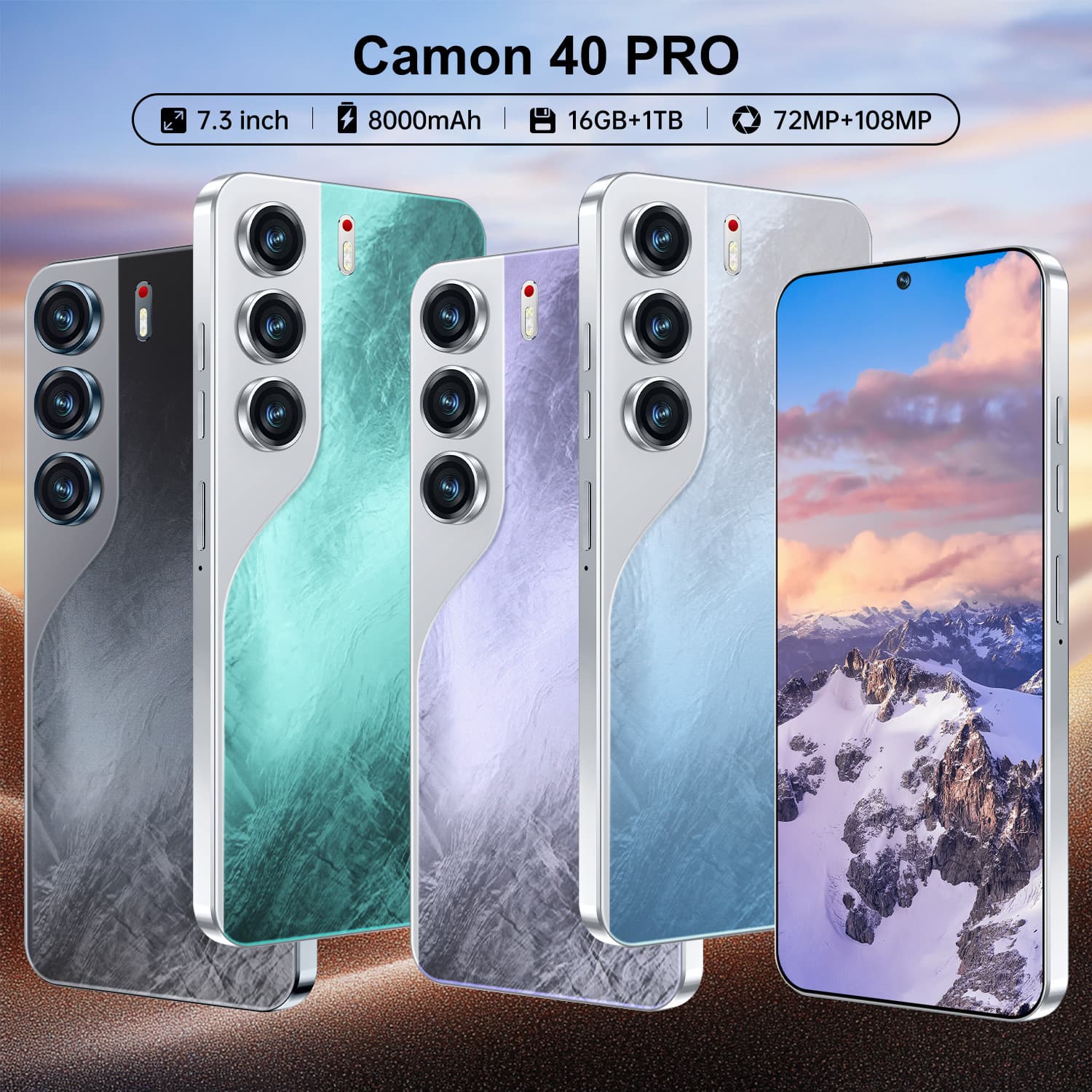 Shopee AliExpress OZON Hot-Selling Camon40 Pro Cross-Border Smartphone Android 7.3-Inch Large Screen 16+1T