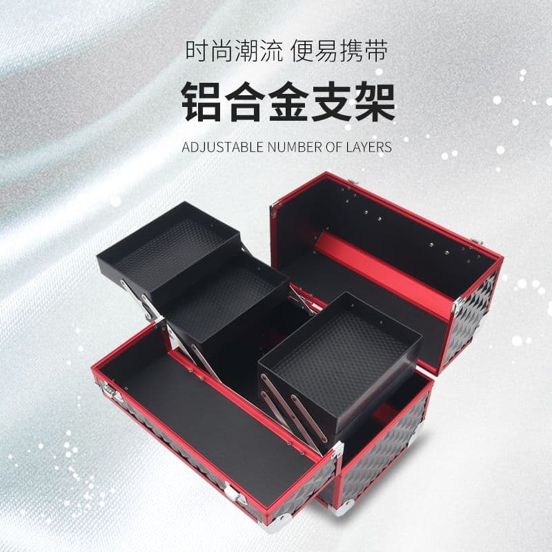 Large Capacity Double-Opening Makeup Case Cosmetic Case Aluminum Alloy Tattoo Eyelash Extension Nail Art Toolbox Factory Direct Dropshipping