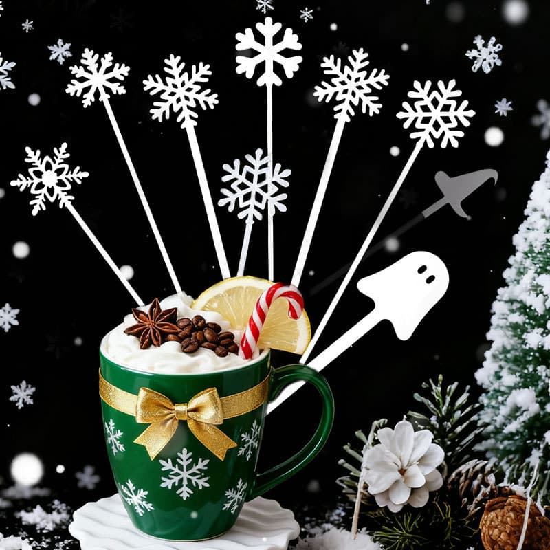 New Halloween, Christmas, Winter Coffee and Cocktail Beverage Stirring Sticks, DIY Reusable Stirrer